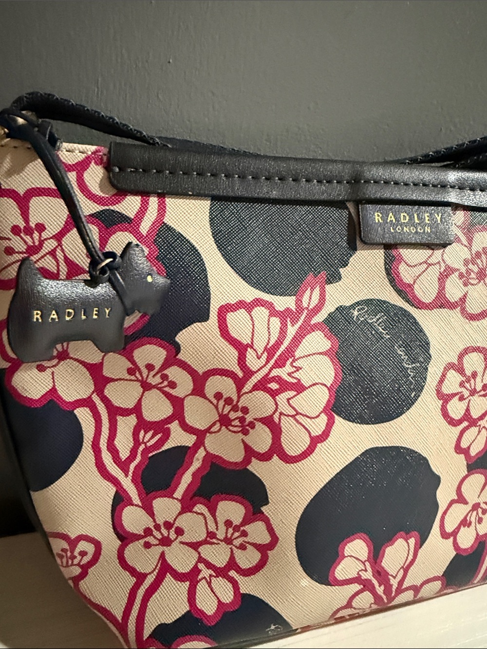 Radley London Blossom Shoulder Bag w/a playful pink & blue floral blossom $268 - Picture 2 of 10